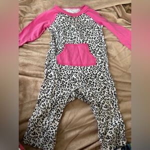 Okie Dokie Pink and Black Leopard Print Baby Onesie